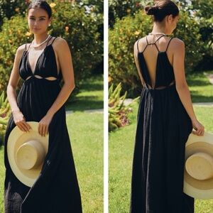 ♥️… Anthropologie Black Gauzy Cutout Dress